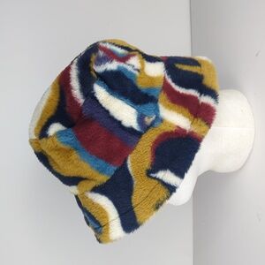 Fuzzy Bucket Hat Colorful Camo Plush